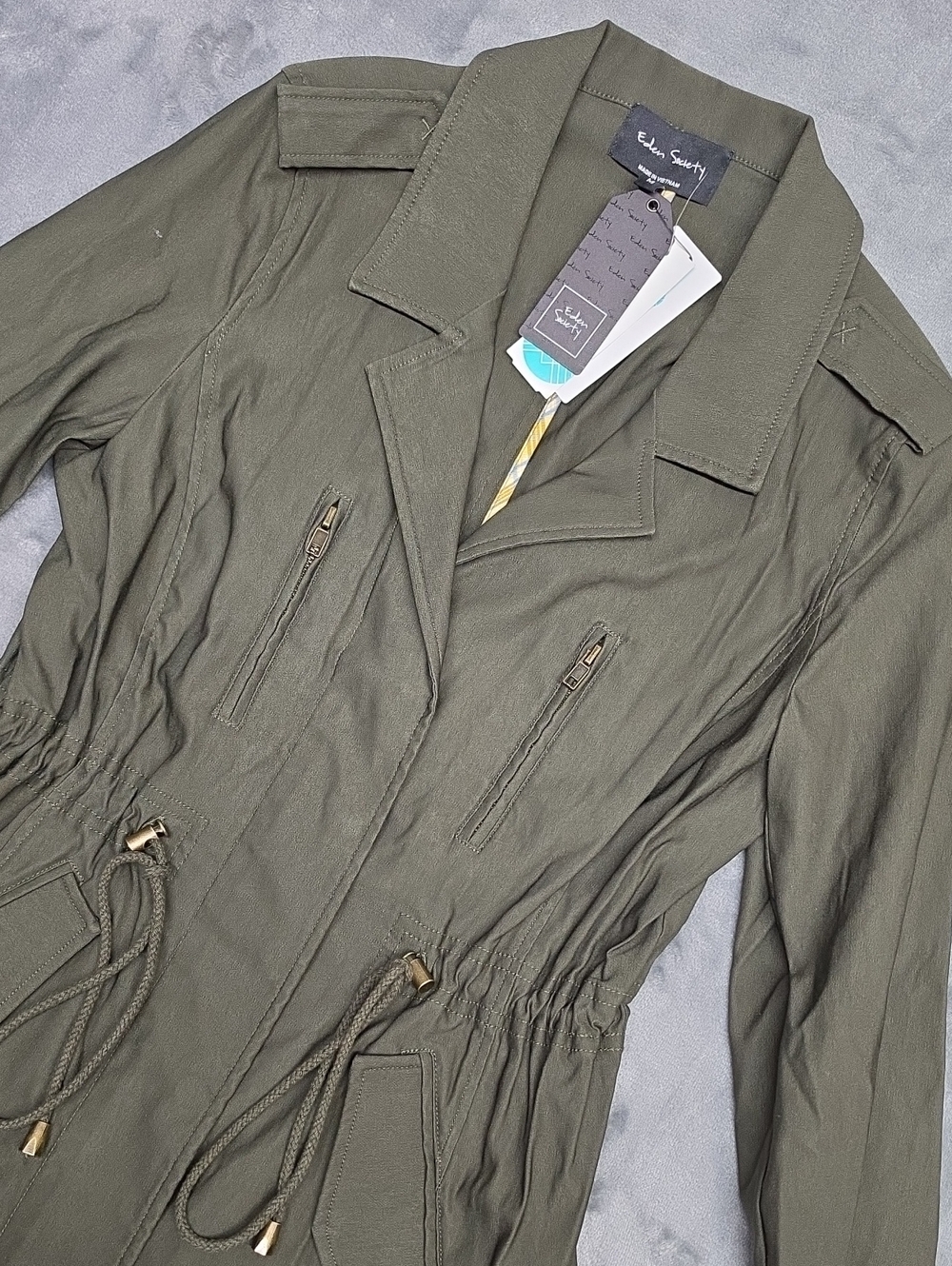 Eden Society M Olive Utility Drawstring Jacket